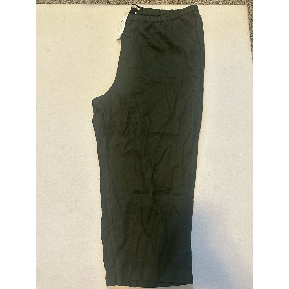 NWT EILEEN FISHER Organic Linen Straight-Leg Pull on Pant Seaweed Green Size 3X